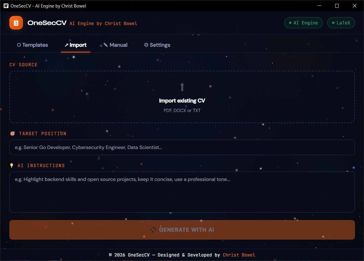 OneSecCV Templates — cosmic interface with star background