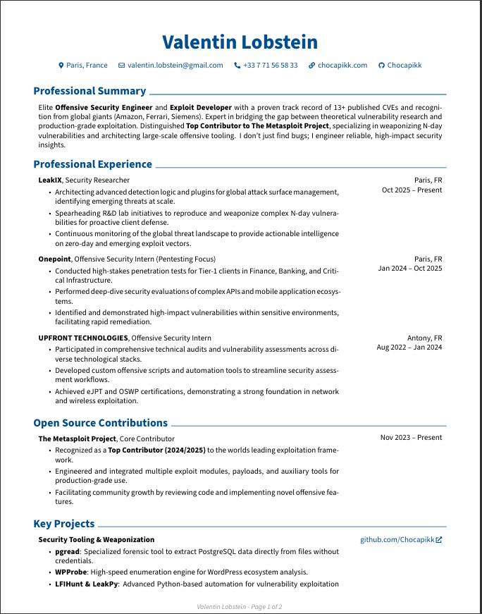 Generated CV — LaTeX PDF output
